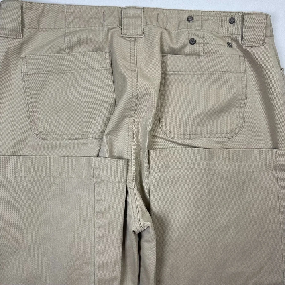 Express Pants Women 11/12 Beige Cotton Stretch Pockets High-Rise Wide Leg Preppy